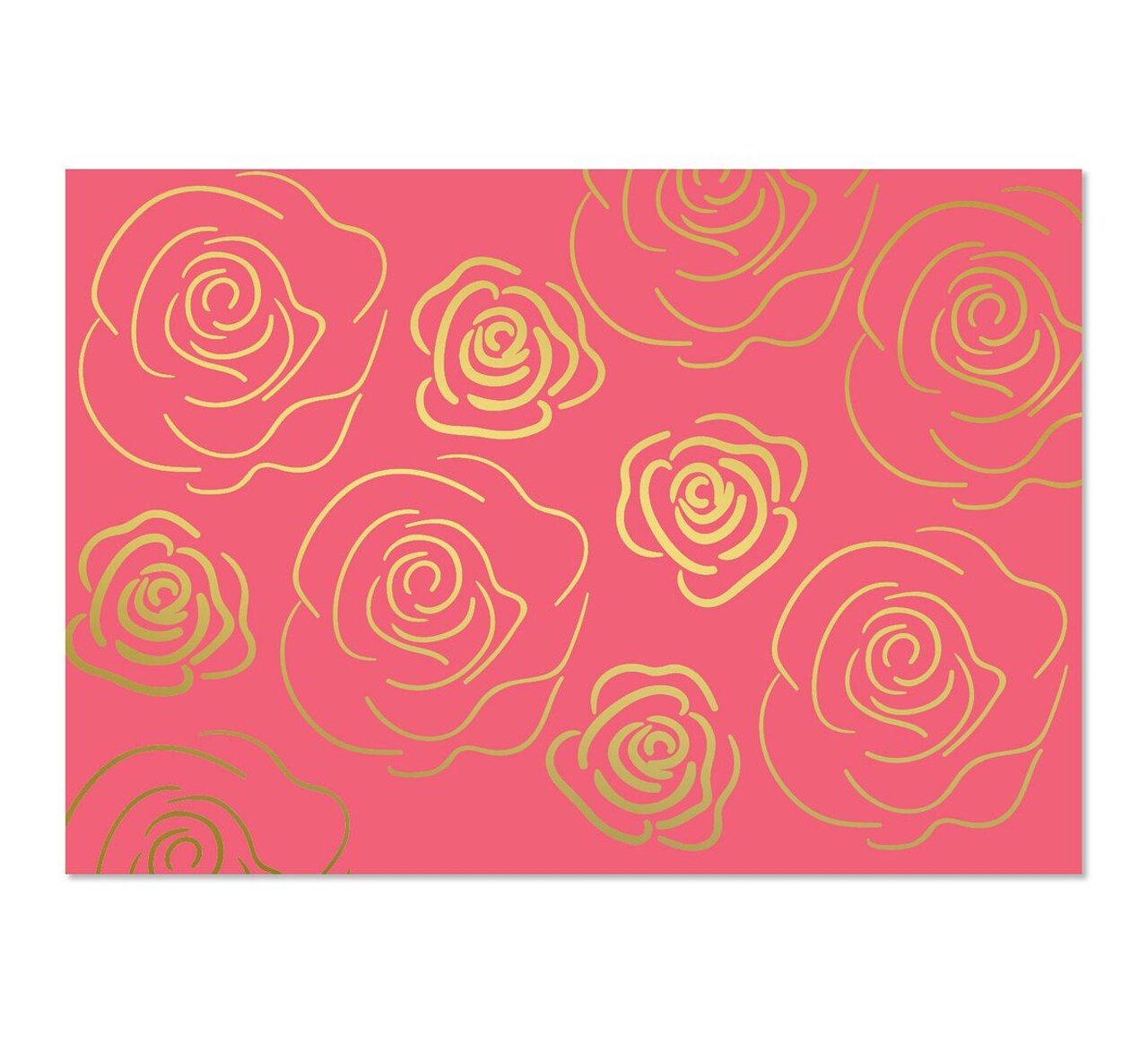 Great Papers! Thank You Note Card and White Envelope, Gold Foil Roses, 4.875" x 3.375"(folded), 50 note cards/50 envelopes